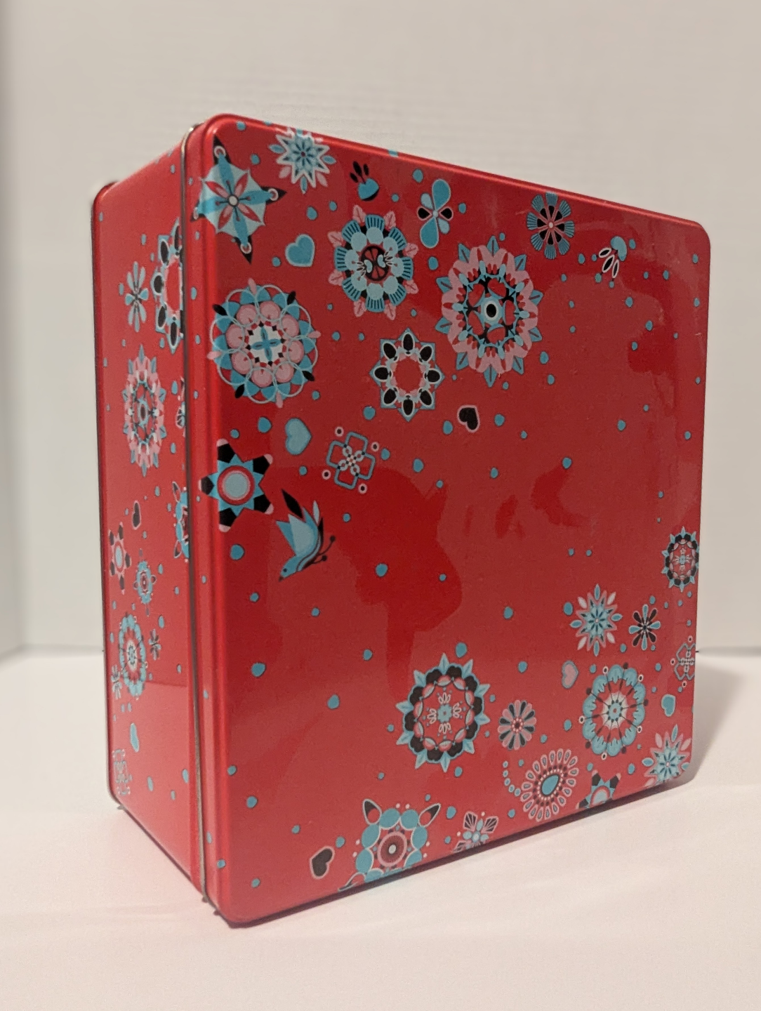Red Floral Decorative Tin Box - photo 2