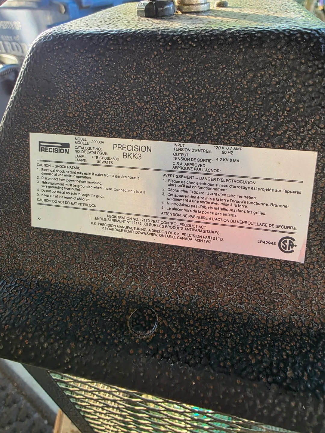 Precision BK3 Insect Killer - Outdoor Bug Zapper image indicator(6)