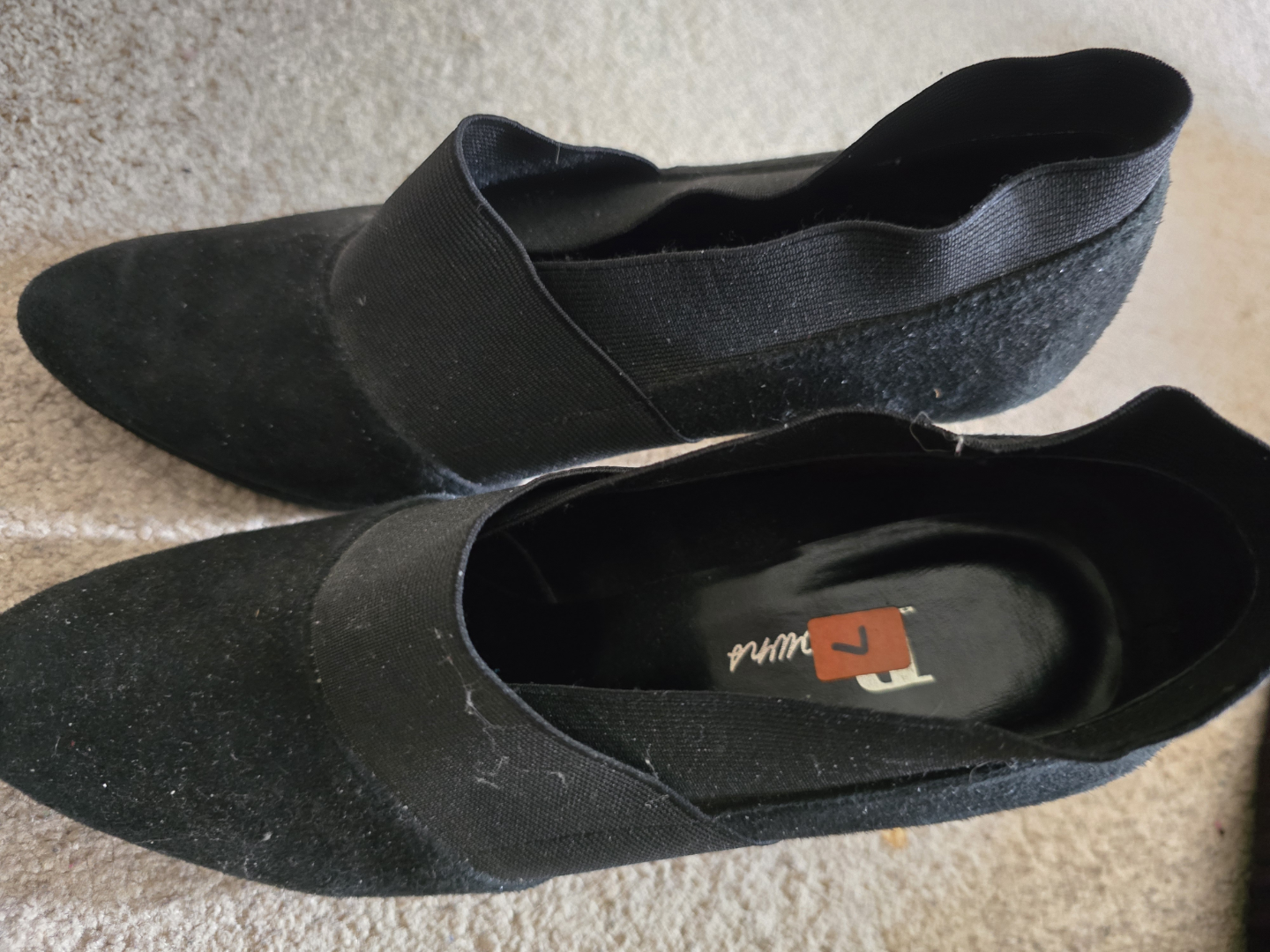 Women's Black Suede Pointed-Toe Slip-On Shoes