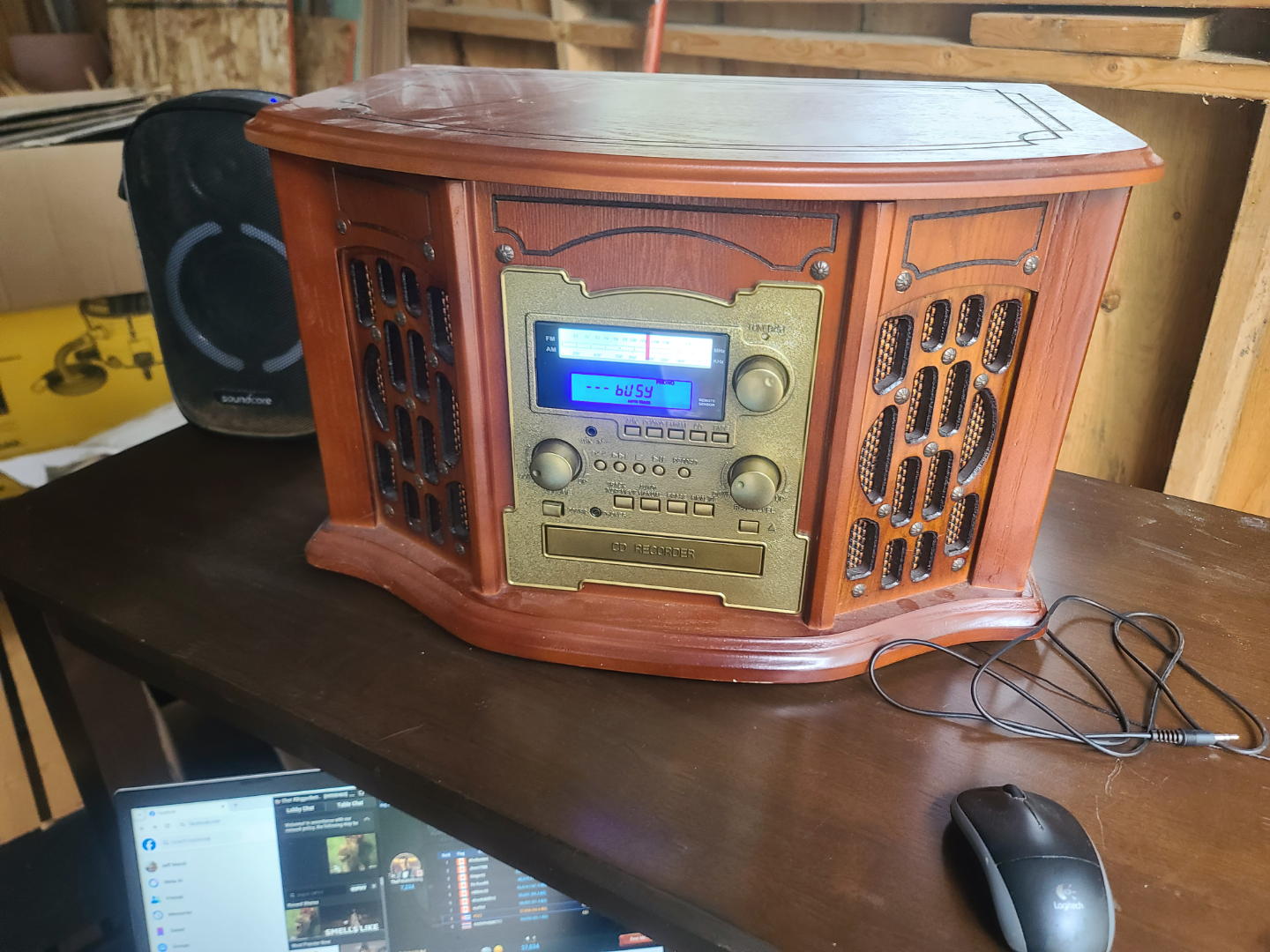 Vintage Style Record Player with CD Player and Radio