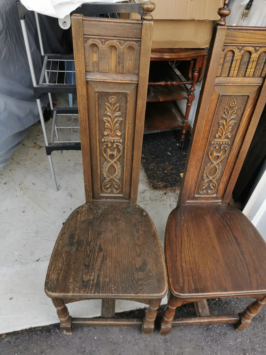 Pair of Antique Carved Wooden Chairs - photo 4