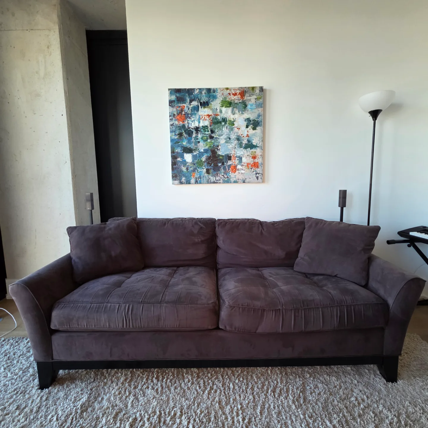 Dark Blue Microfiber Sofa thumbnail