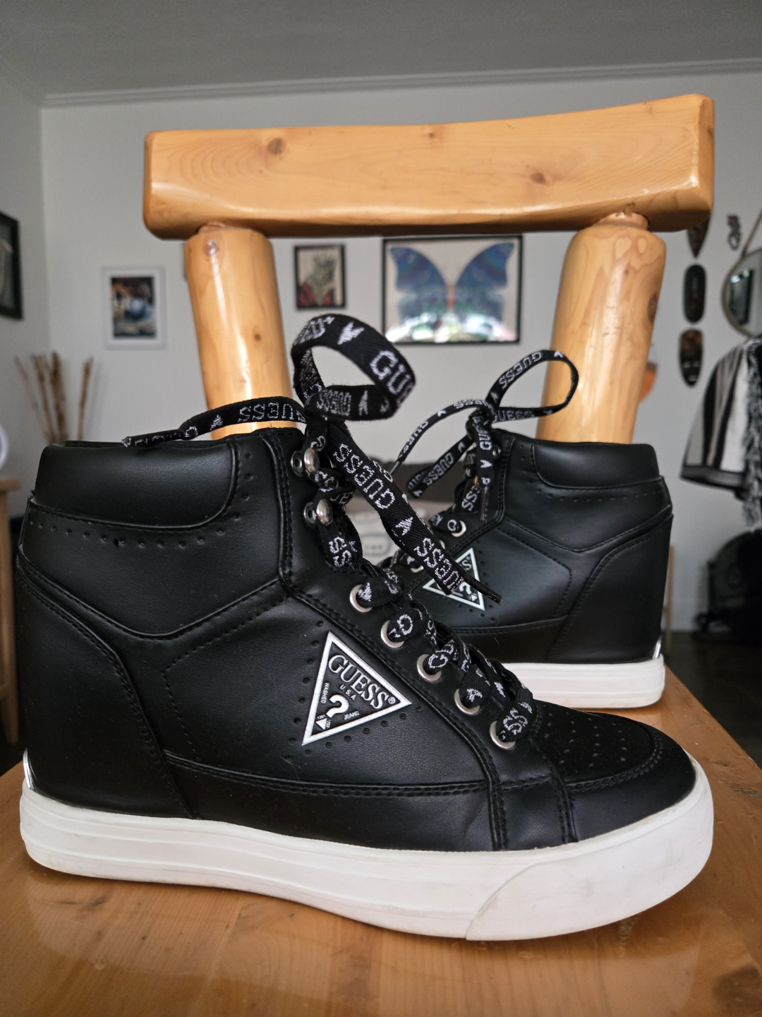 GUESS Black Wedge Sneakers Limited Size 9 - photo 2
