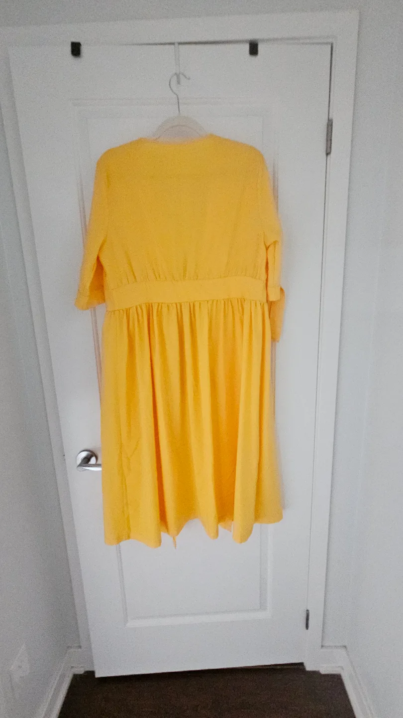Yellow Button-Up Midi Dress, Size Medium image indicator(2)