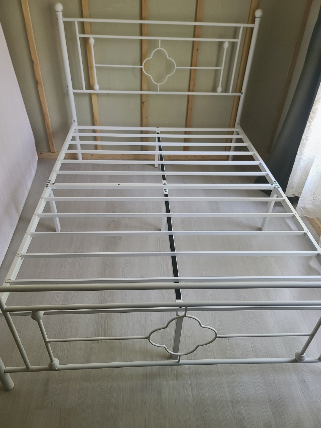 White Metal Double Bed Frame