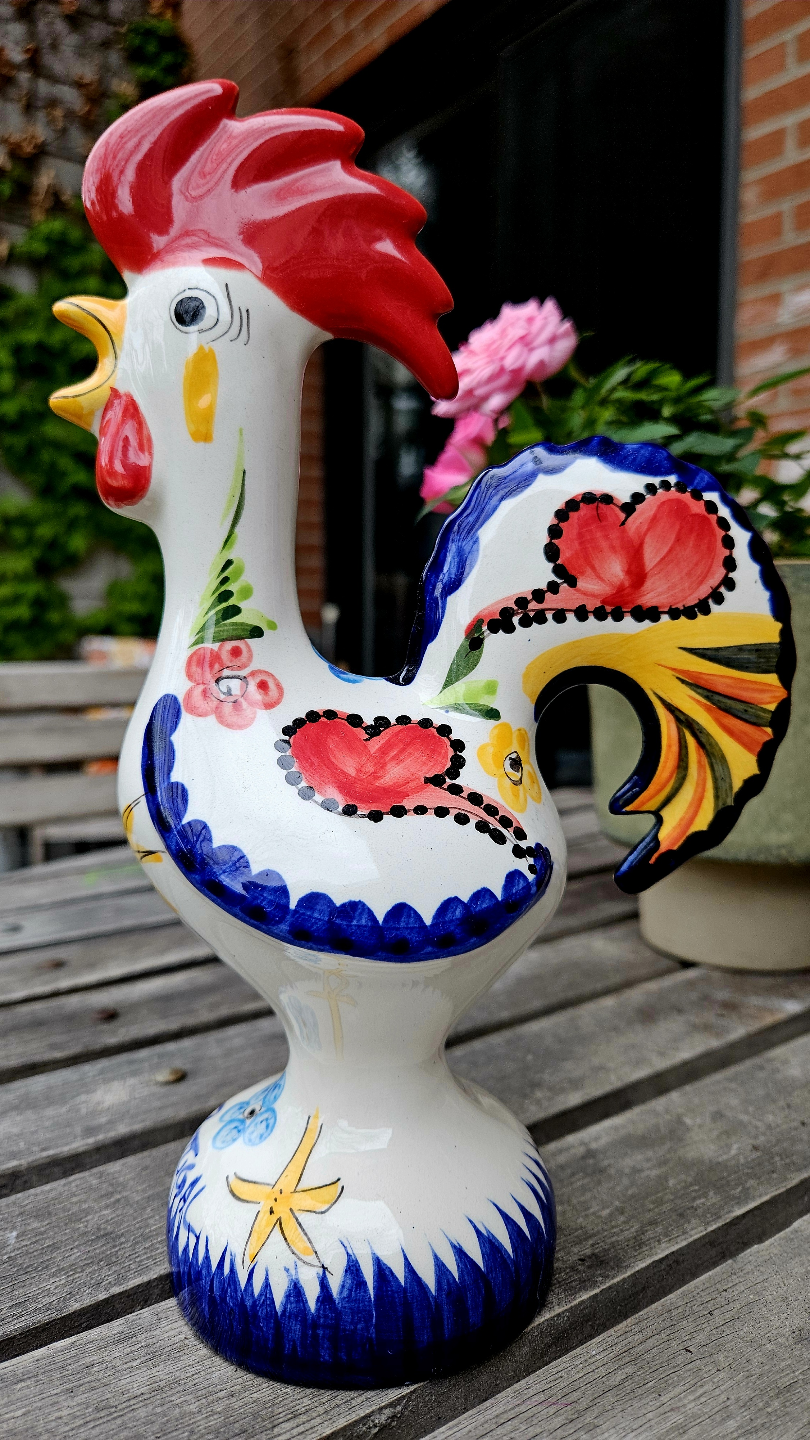 Hand-painted Portuguese Rooster Figurine