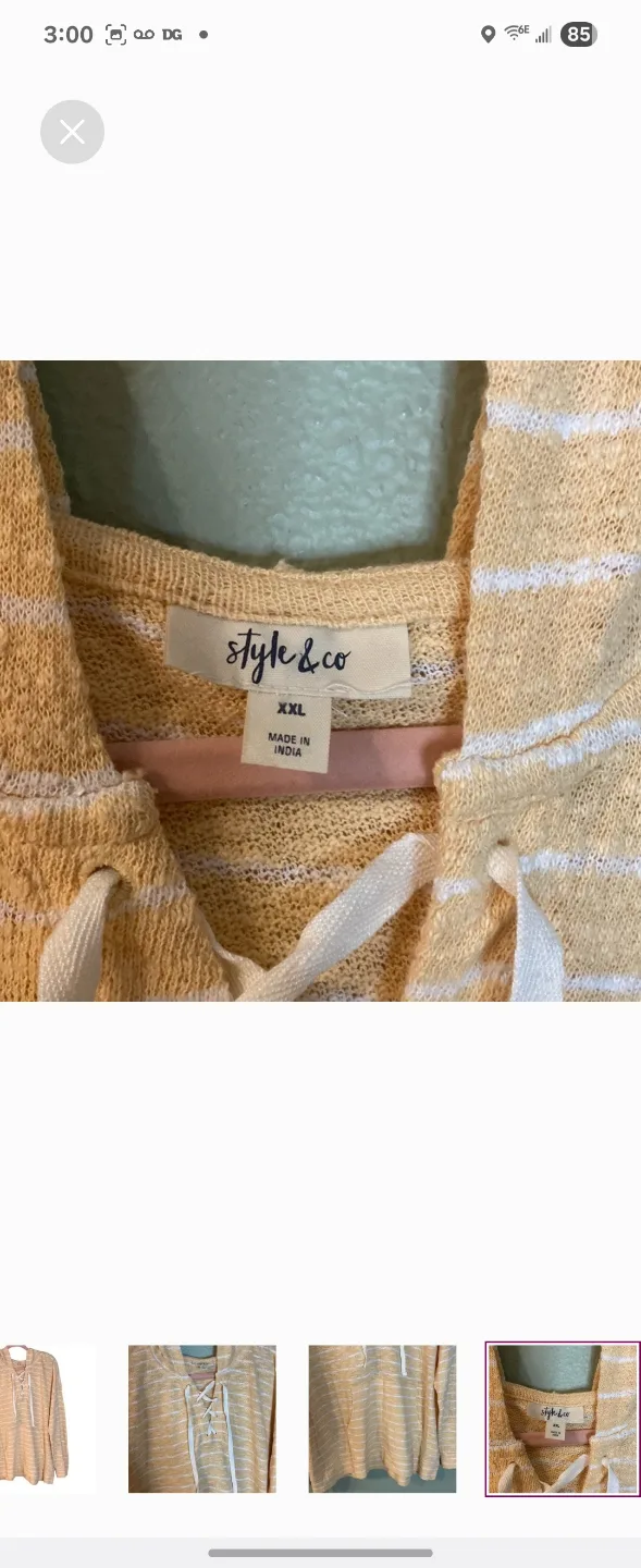 XXL Lightweight Peach & White Strip Hoodie Kangaroo Pocket image indicator(4)