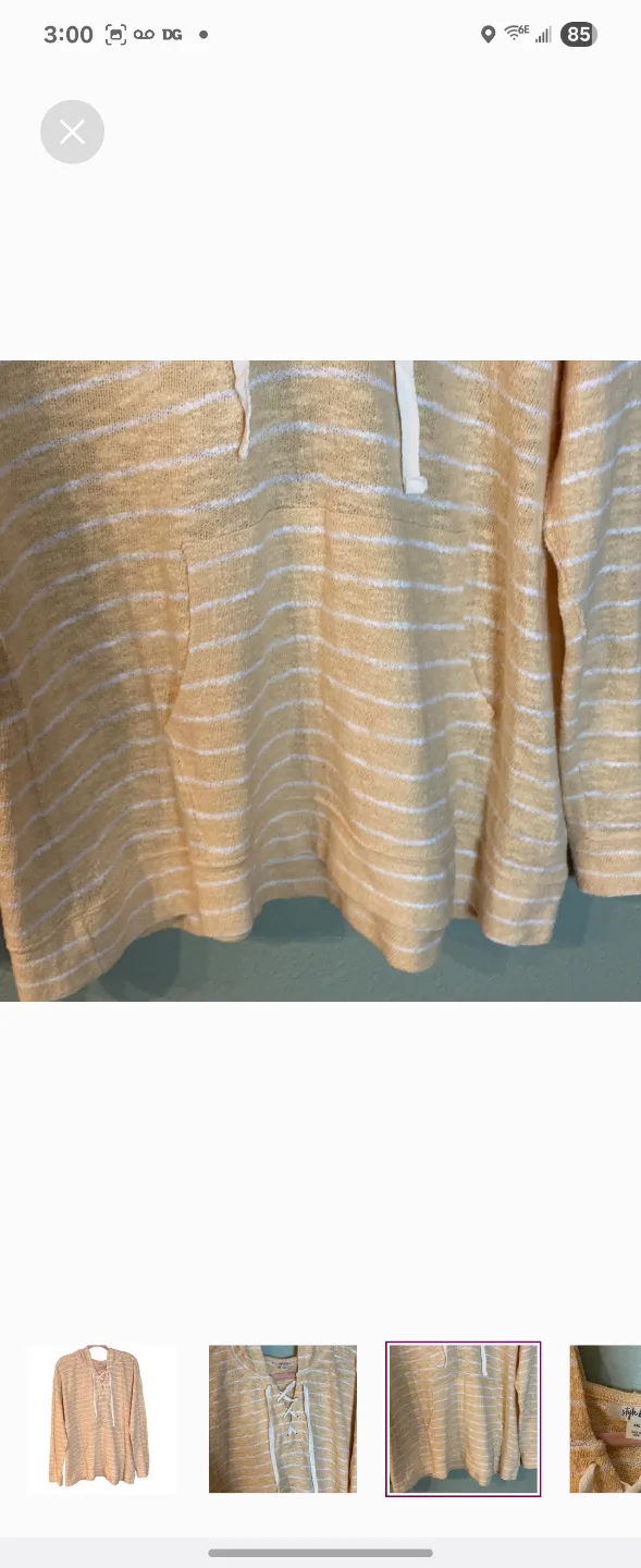 XXL Lightweight Peach & White Strip Hoodie Kangaroo Pocket image indicator(5)