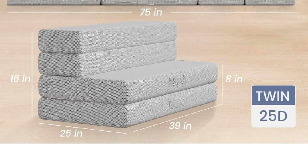 Foldable Tri-Fold Mattress - Twin Size - photo 3