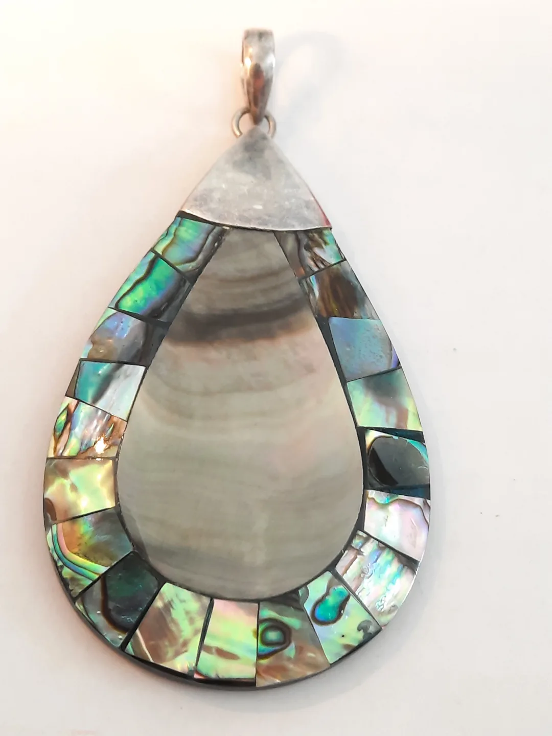 Unique abalone shell and sterling silver pendant thumbnail