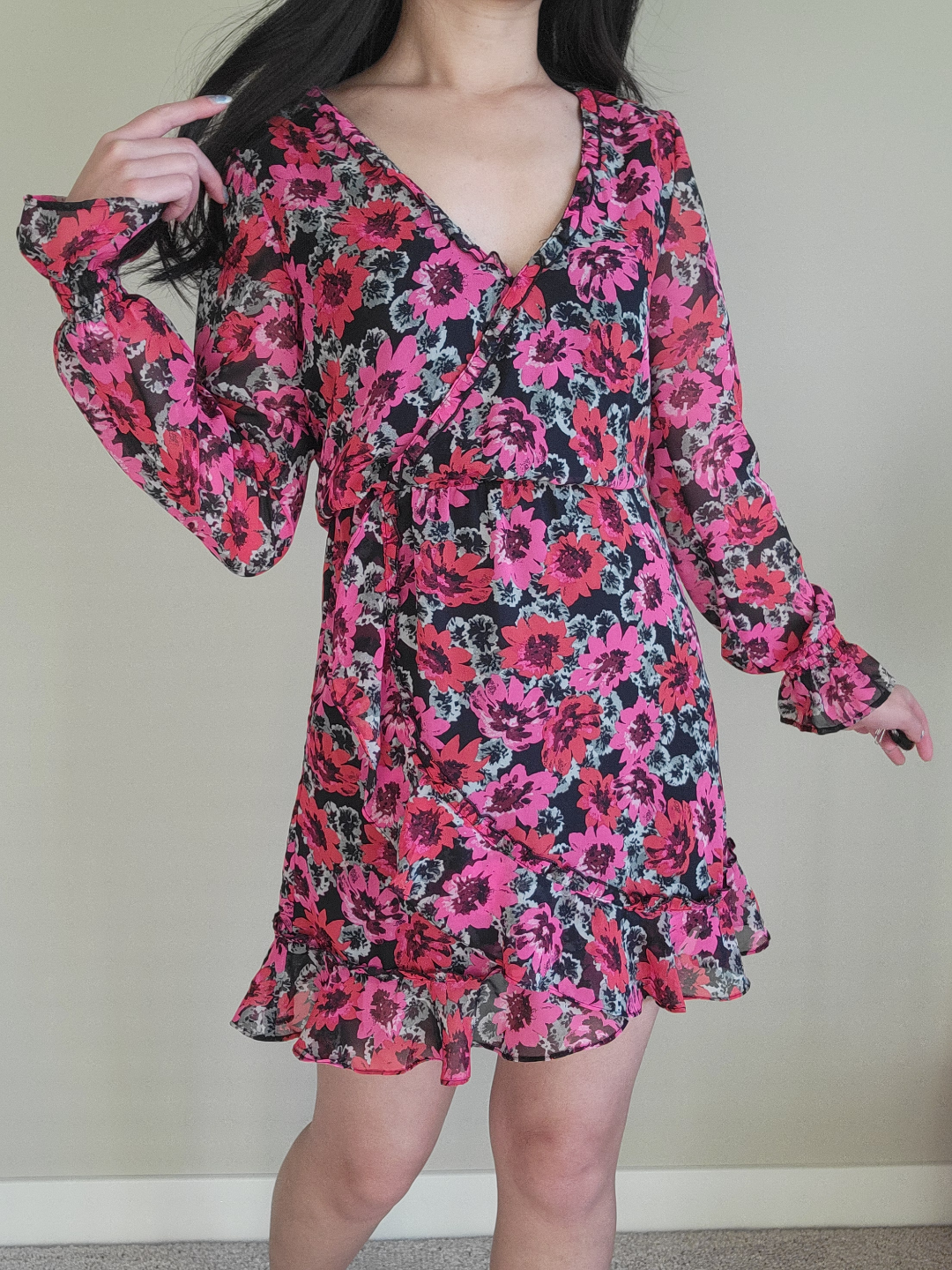 H&M Pink Floral Mini Dress - Size Small - photo 2