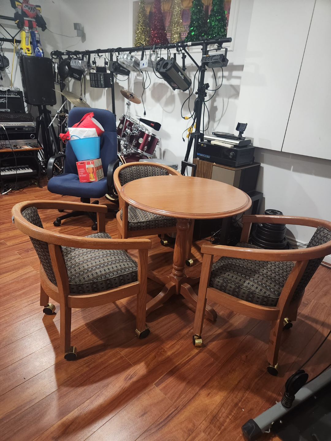 Round Wooden Table and Two Chairs Set