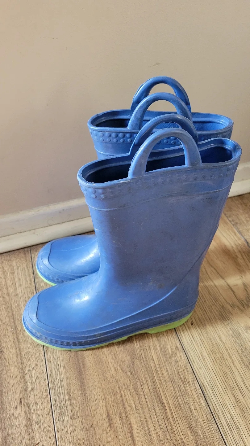 🧡Kids' Blue Rubber Rain Boots Size 1 thumbnail