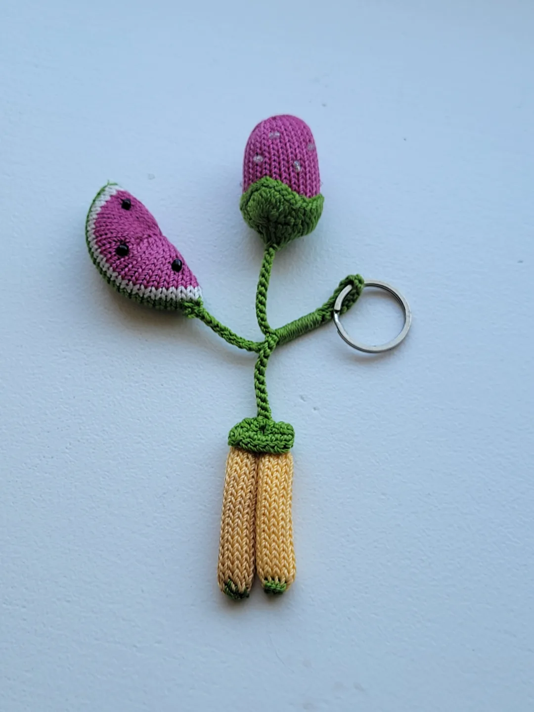 hand Made crochet fruit keychain image indicator(5)