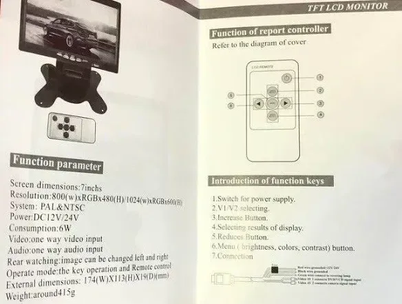 7" TFT LCD Pillow Color Monitor with Remote image indicator(4)