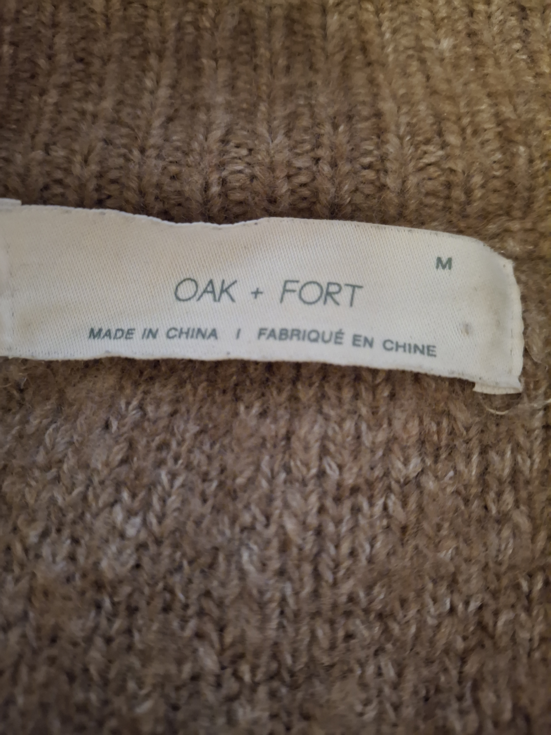 Oak + Fort Brown Cardigan Sweater - Size Medium