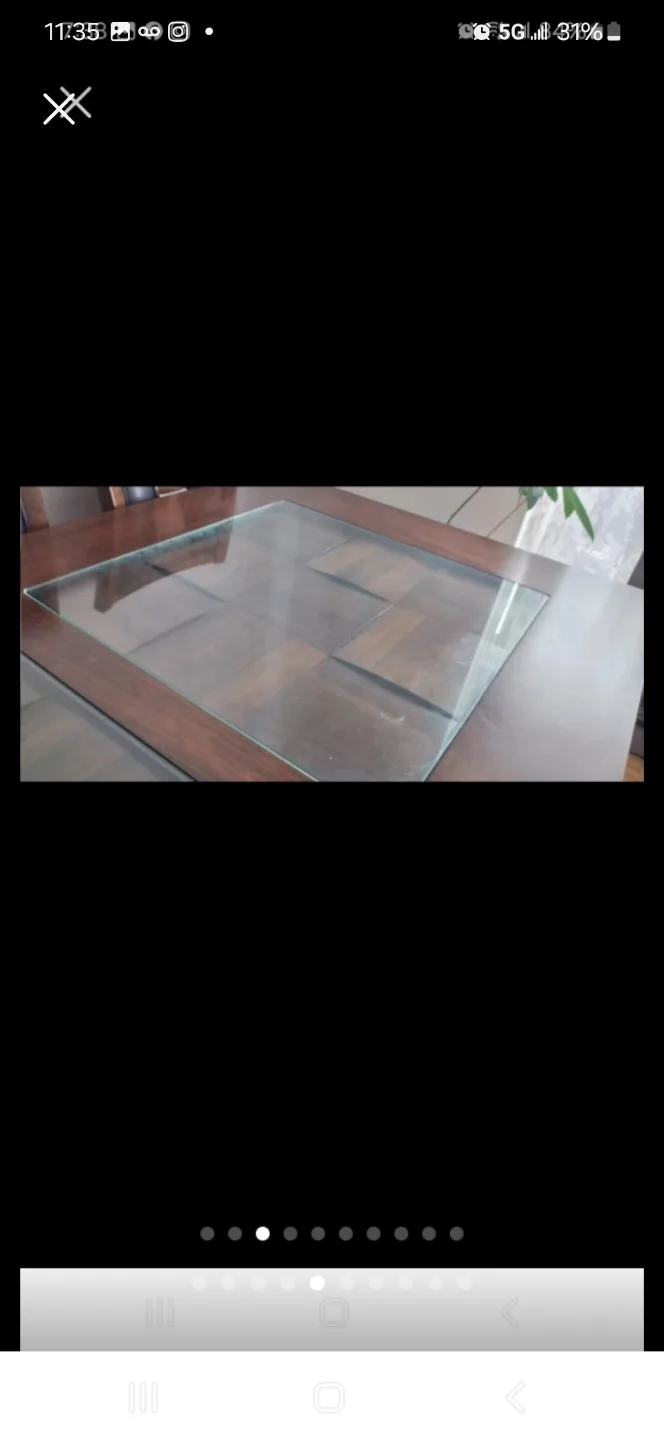 Dark Brown Wood Dining Table with 6 Chairs and Glass Top image indicator(3)