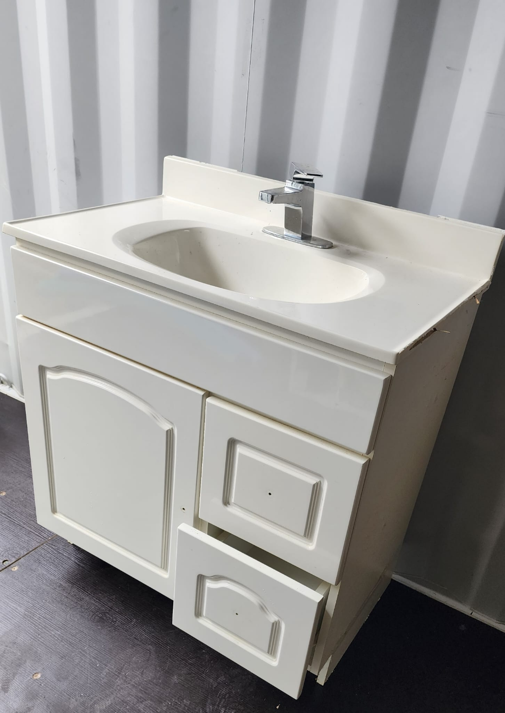30" White Bathroom Vanity with Sink