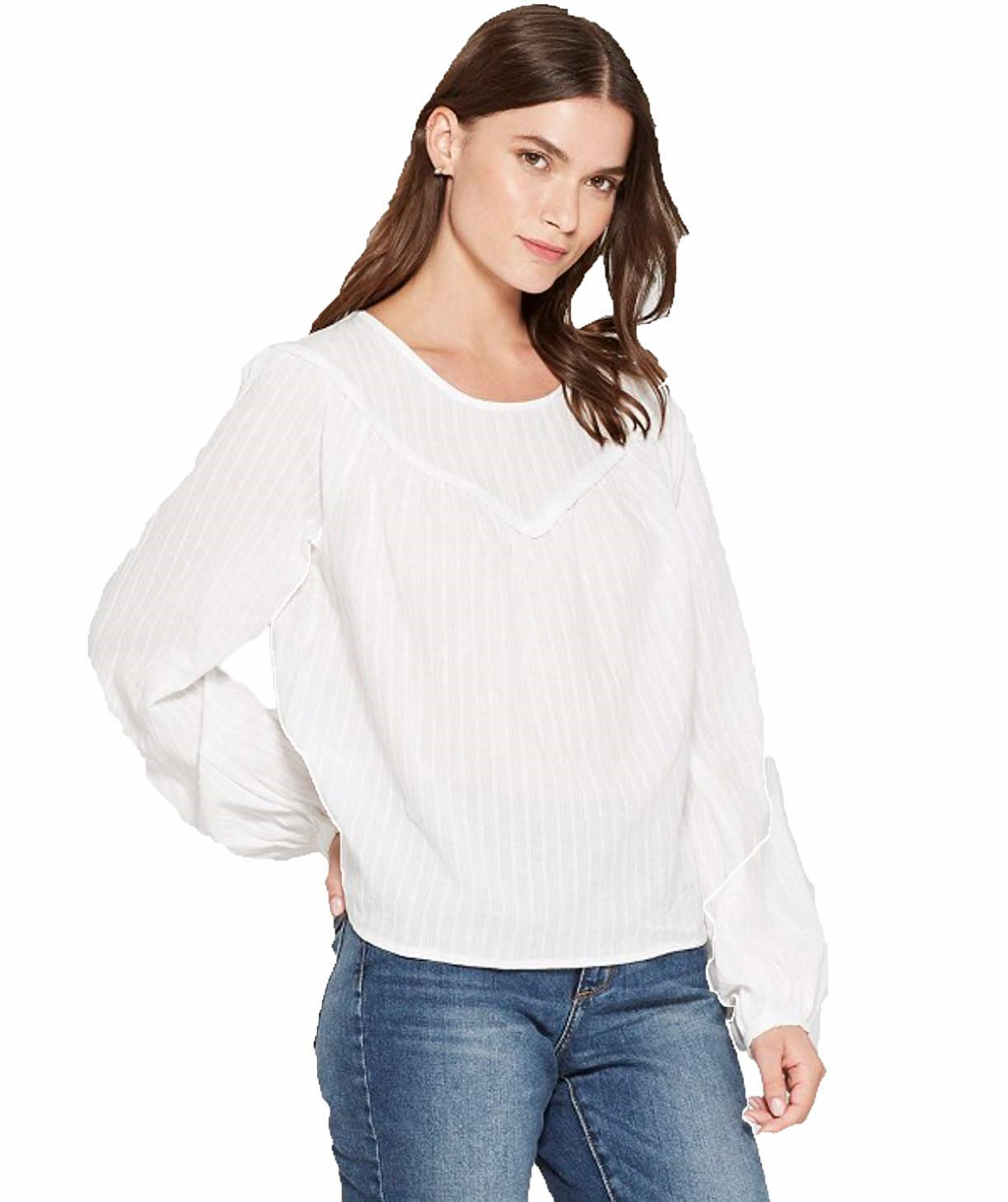 Women's White Long Sleeve Blouse