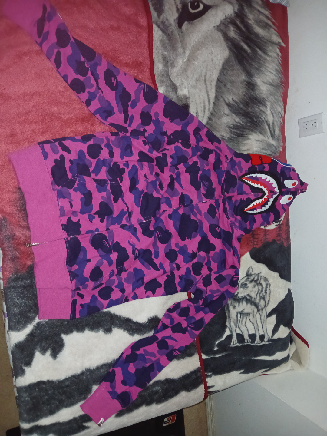 A Bathing Ape Purple Camo Shark Hoodie