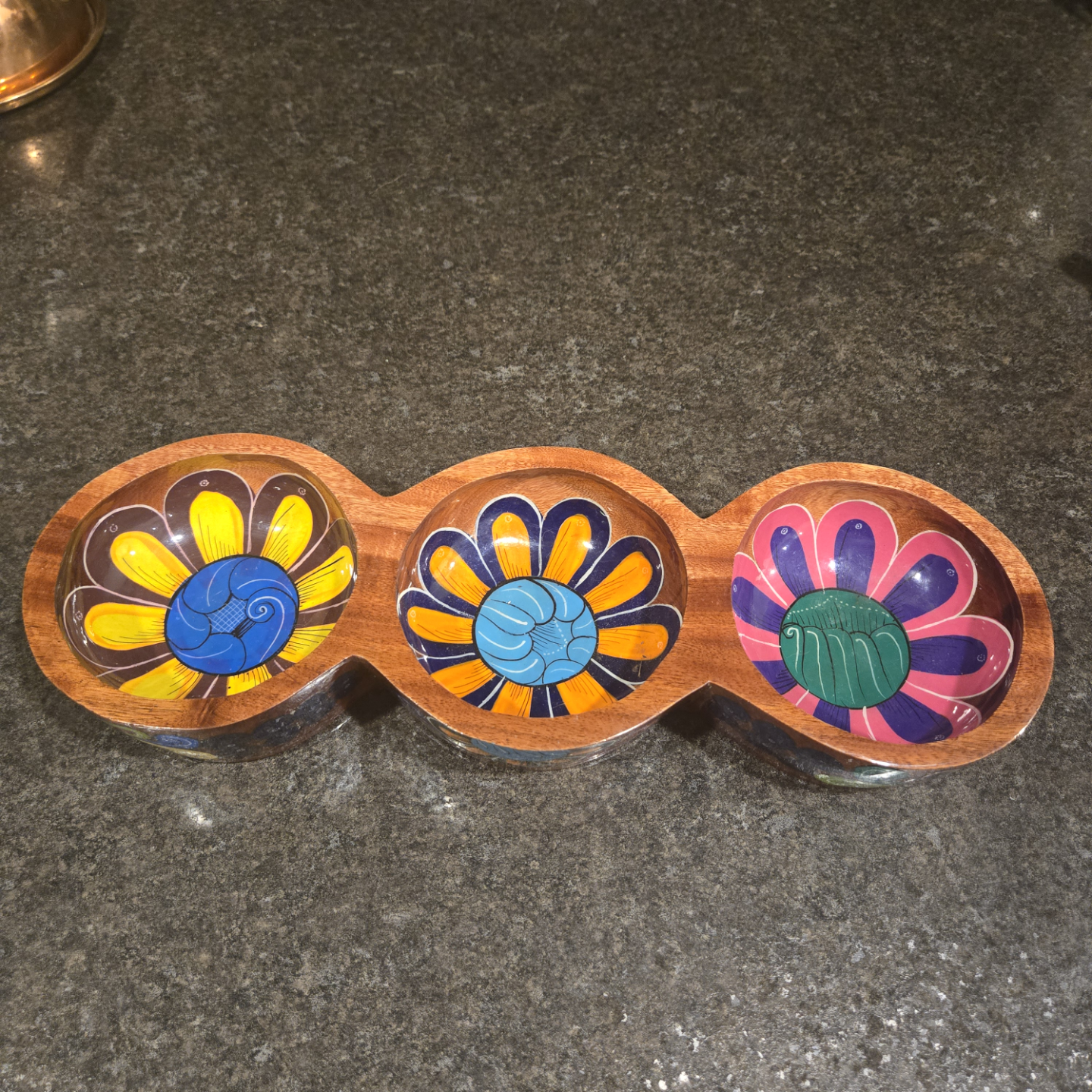 Talavera Hand Painted Mexican Folk Art Wooden Bowls - photo 3