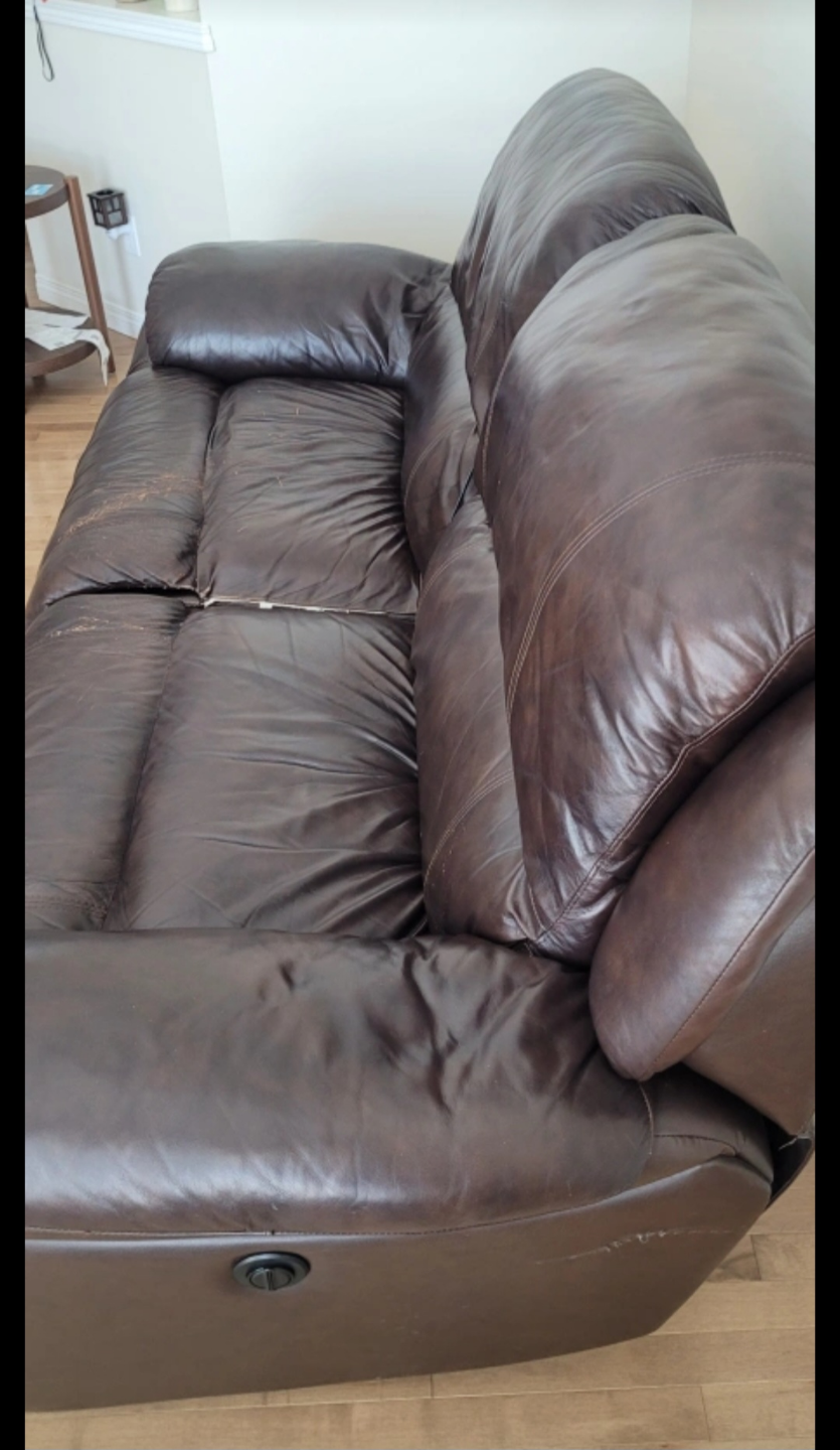 Brown Leather Recliner Sofa - photo 3