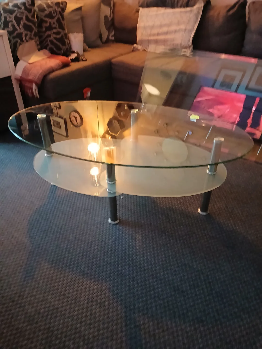 Glass  & Frosted Coffee Table with Two Tiers image indicator(5)