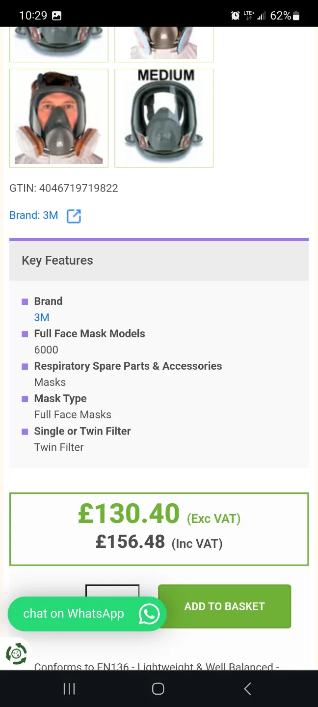 3M 6800 Full Face Reusable Respirator Mask - Medium brand new image indicator(6)