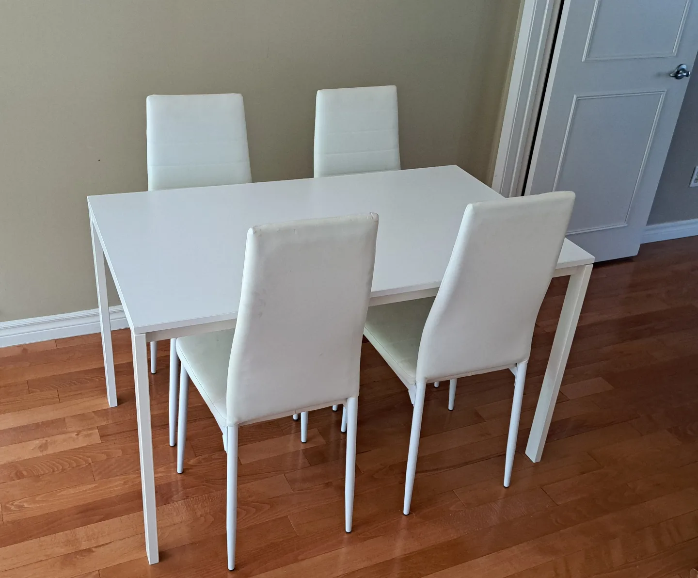 White Dining Table Set with Four Chairs image indicator(4)
