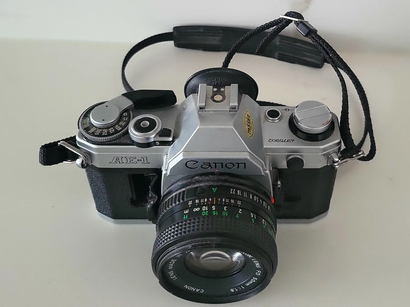 Vintage Canon AE-1 35mm Film Camera. With original  strap image indicator(2)