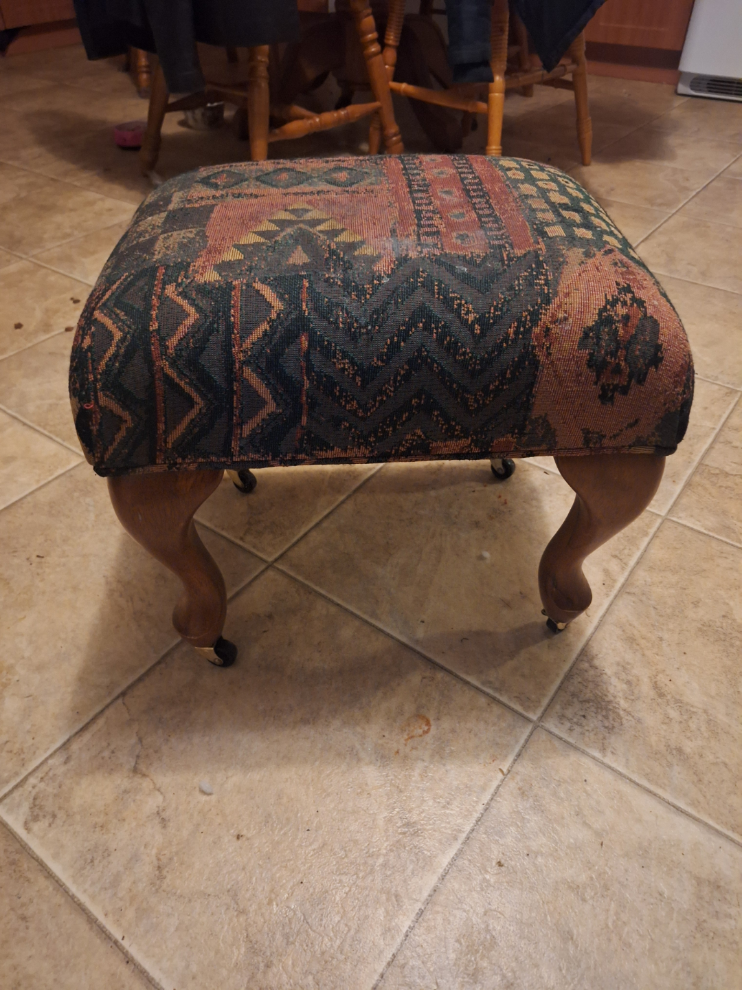 Vintage Southwestern Pattern Upholstered Ottoman Footrest