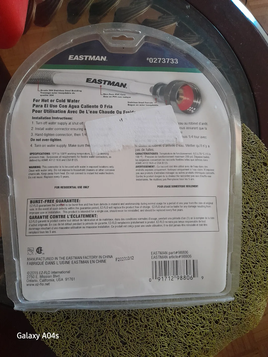 Eastman Steel-Flex Washing Machine Connector image indicator(4)