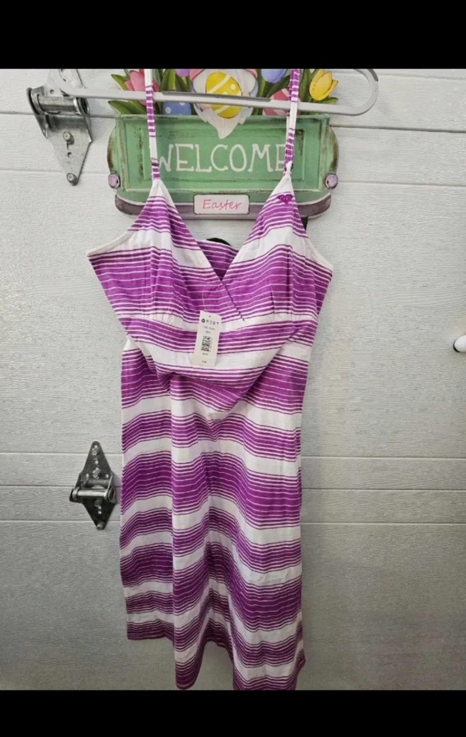 Roxy Purple and White Striped Sundress - Size XL/TG thumbnail