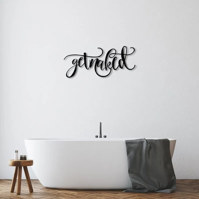 Sleek and Fun Metal Get Naked Wall Art thumbnail