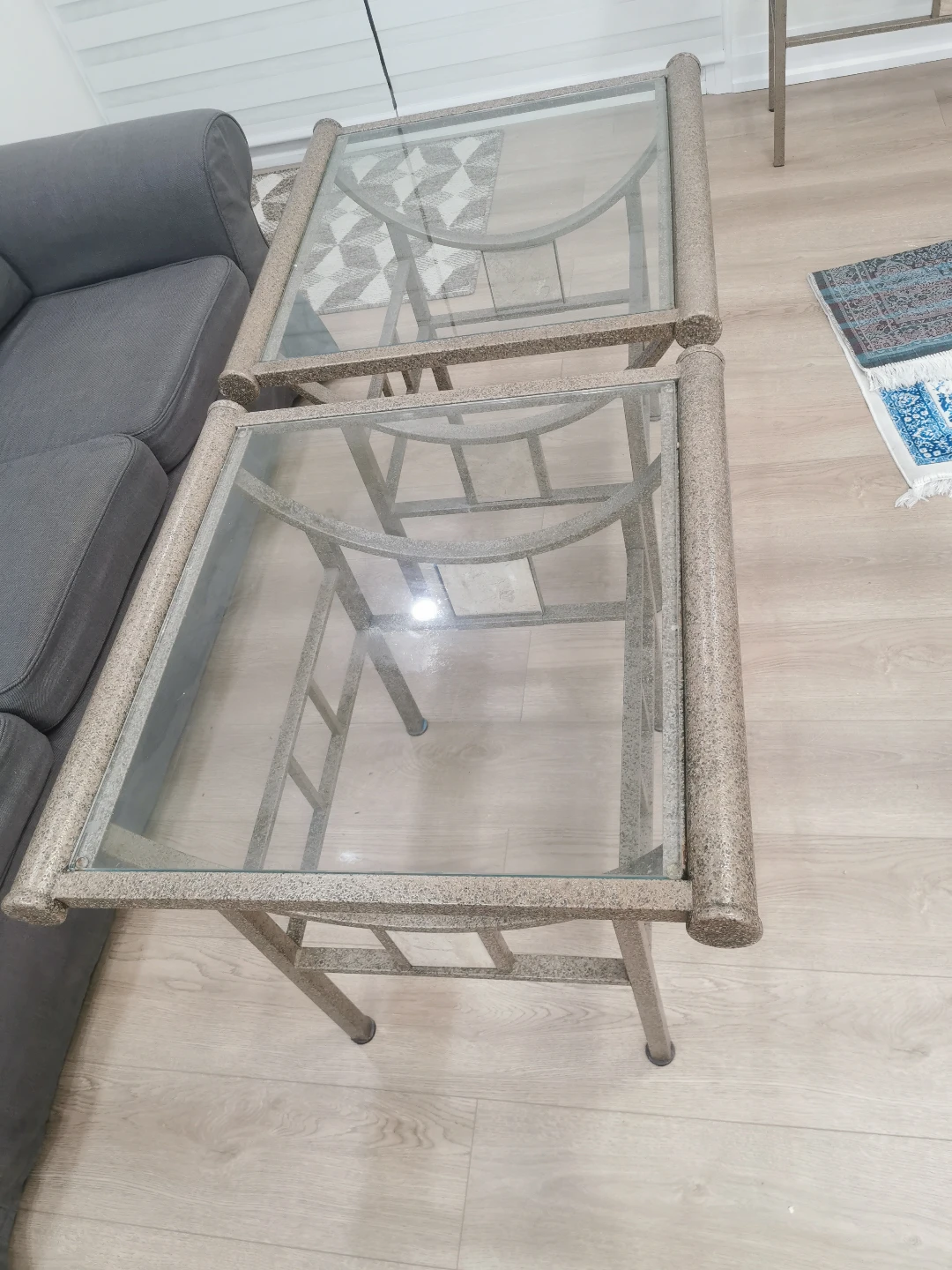 Set of four Metal and Glass Accent Tables