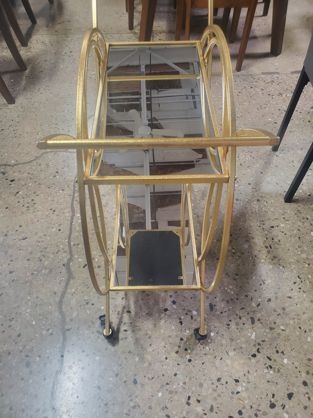 Gold Metal Bar Cart with Mirrored Shelves - photo 3