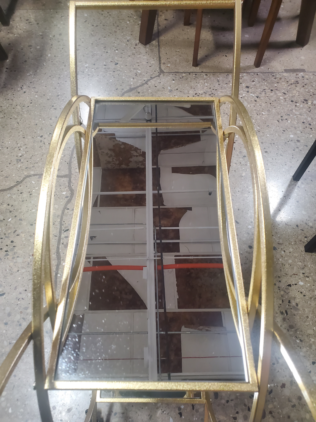 Gold Metal Bar Cart with Mirrored Shelves - photo 4