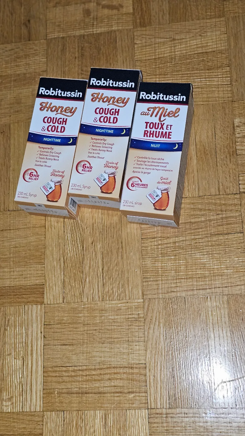 Three boxes of Robitussin Honey Cough & Cold Nighttime Syrup