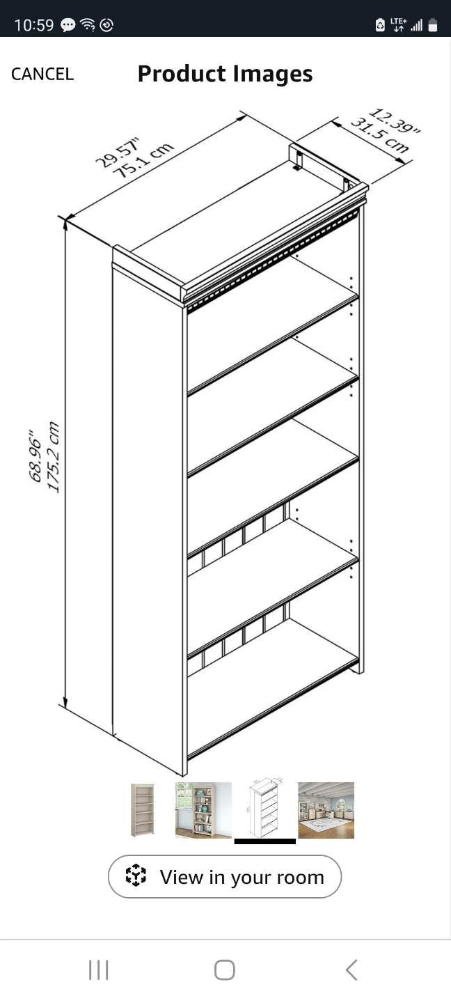 Elegant 5-Shelf Bookcase - Off-White - photo 3