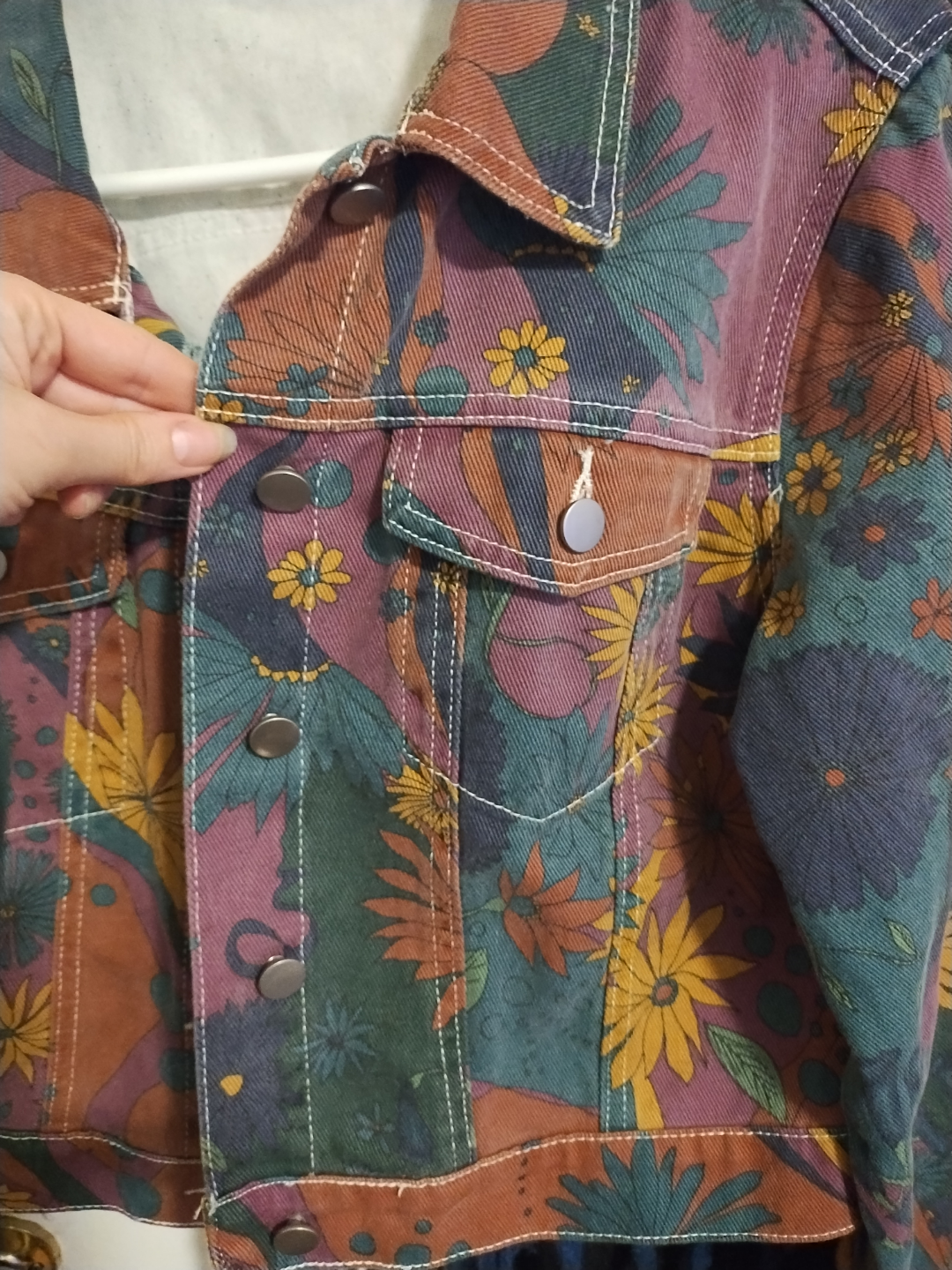 Floral Print Cropped Denim Jacket - photo 2