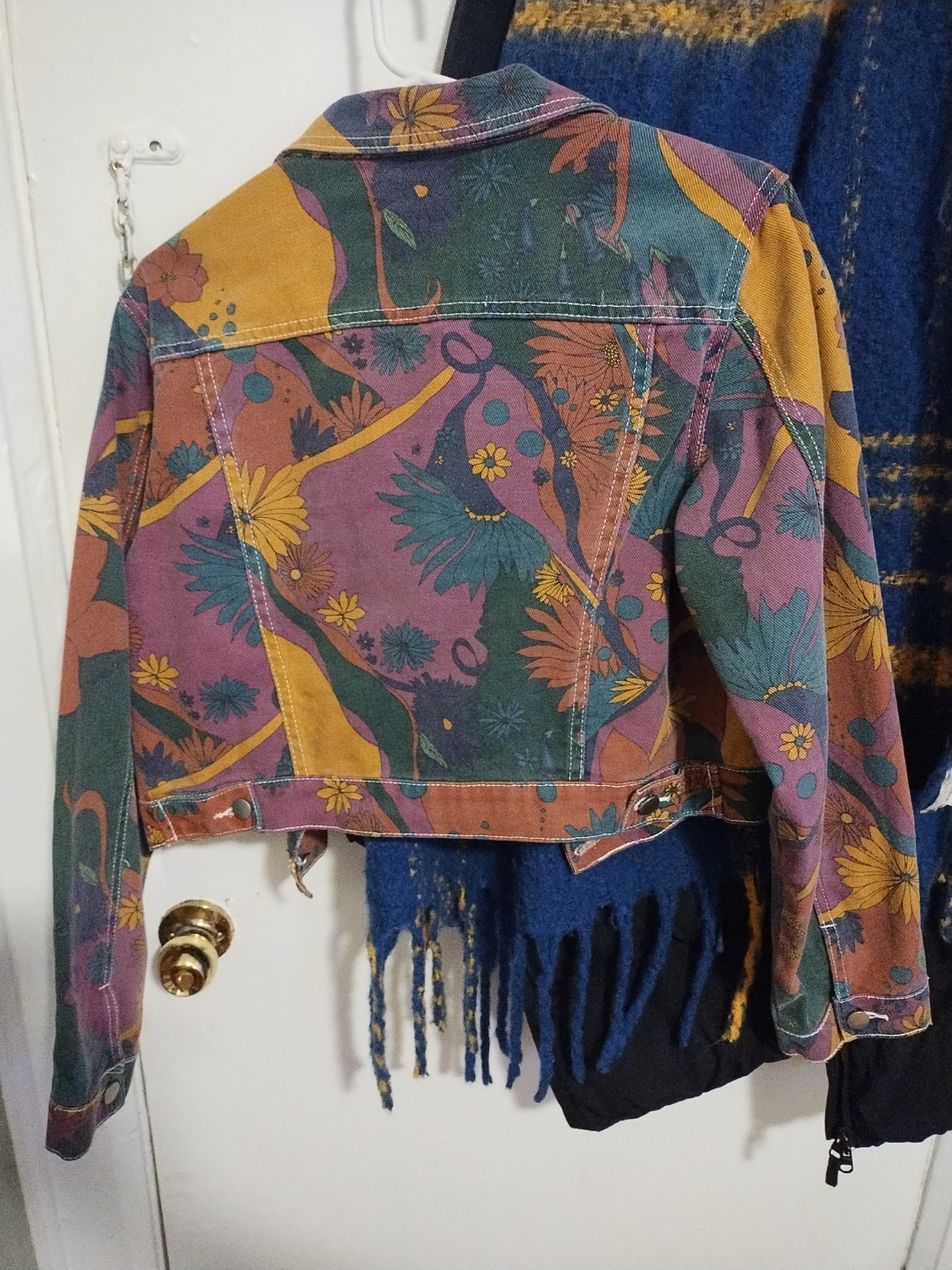 Floral Print Cropped Denim Jacket - photo 3