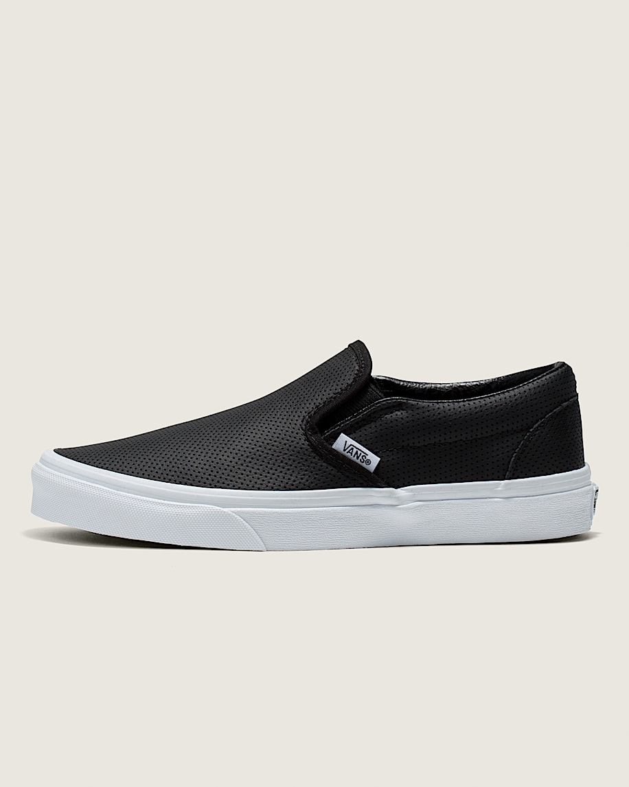 Vans Black Leather Slip-On Sneakers