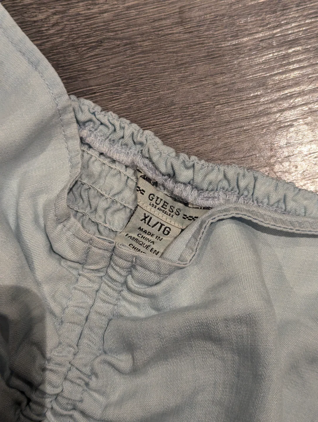 GUESS Light Blue Ruched Crop Top - Size XL image indicator(4)