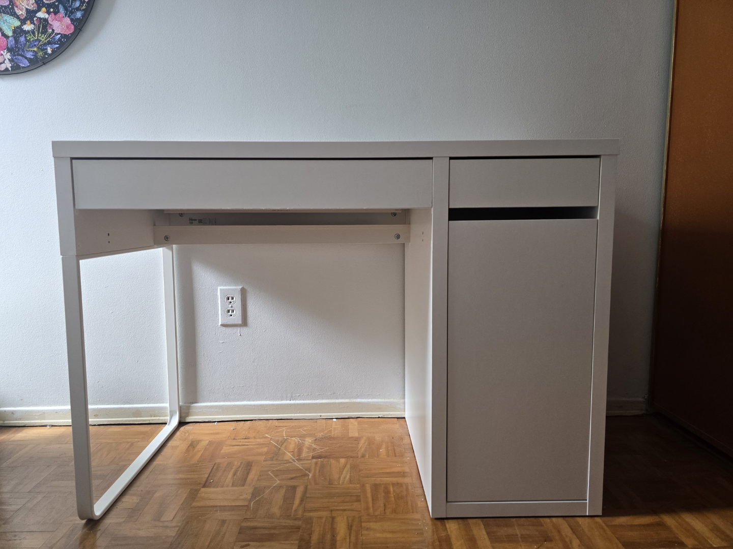 White IKEA Desk with Drawers and Cabinet