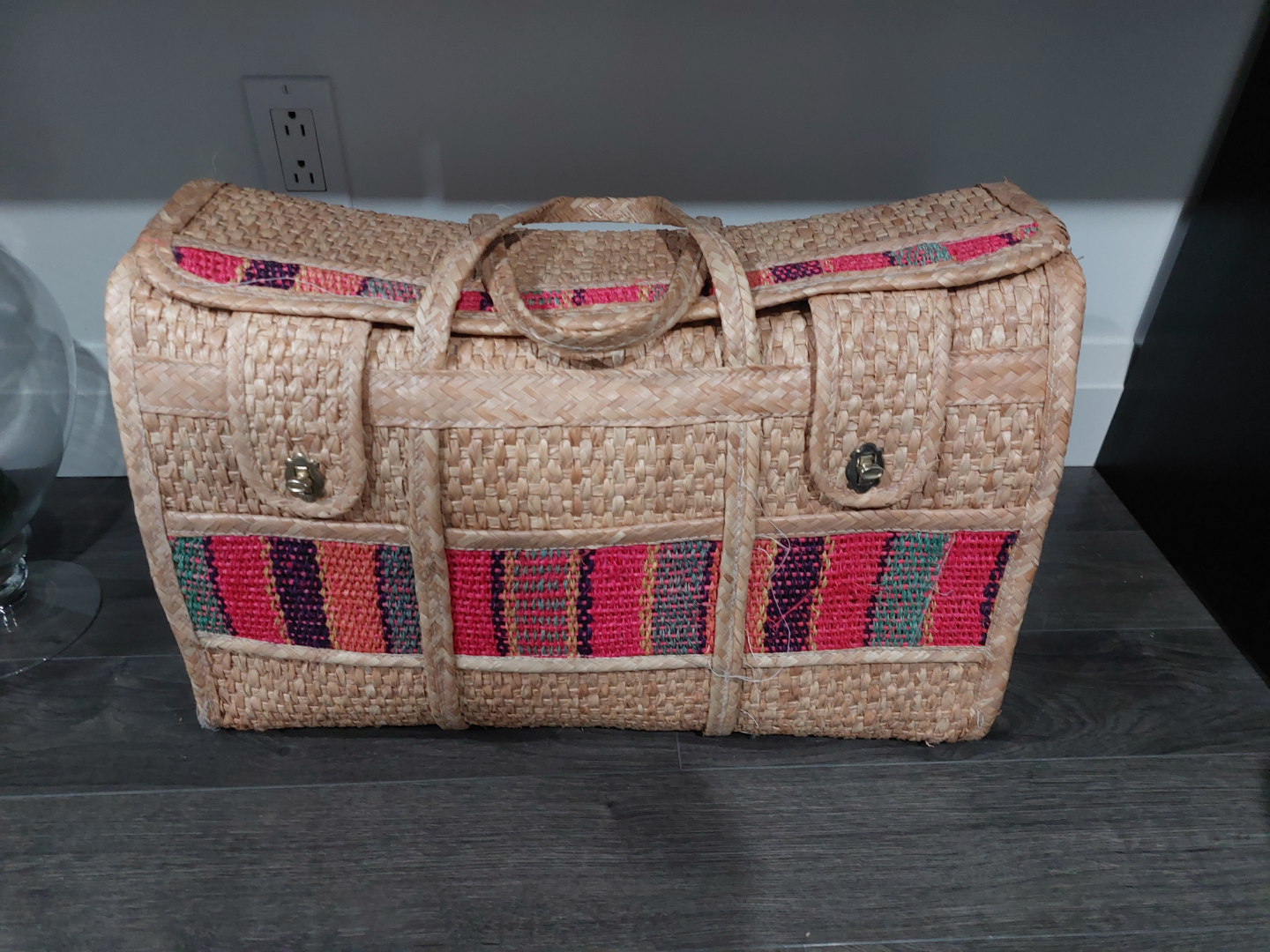 Vintage Woven Straw Tote Bag