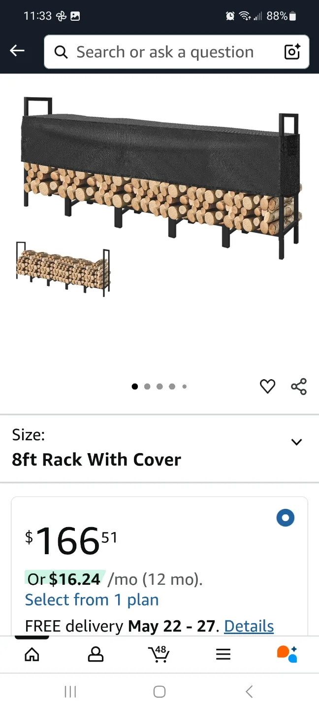 KYATE 8ft Firewood Rack with Cover brand new image indicator(2)