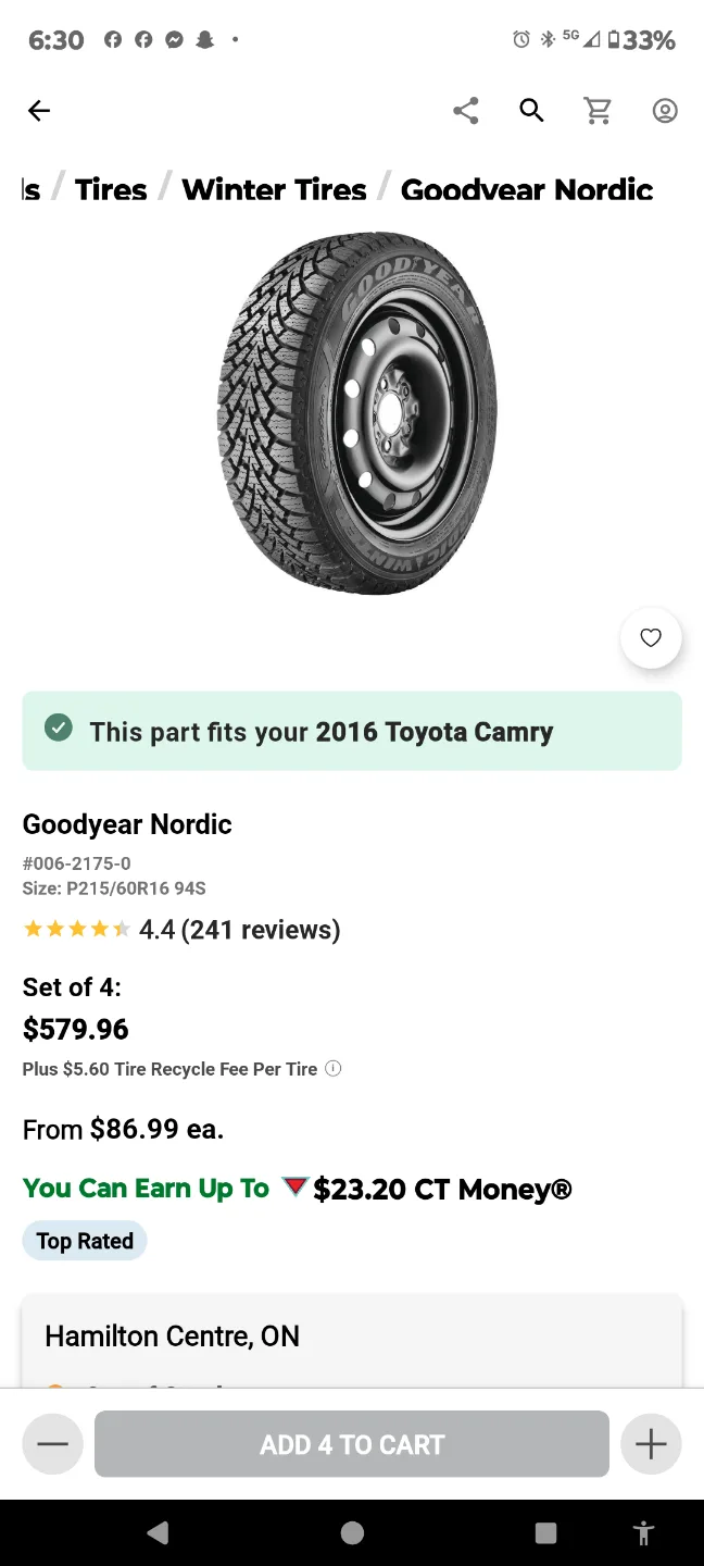 Used Goodyear Nordic Winter Tires -🏒 Size P195/65R16 image indicator(5)