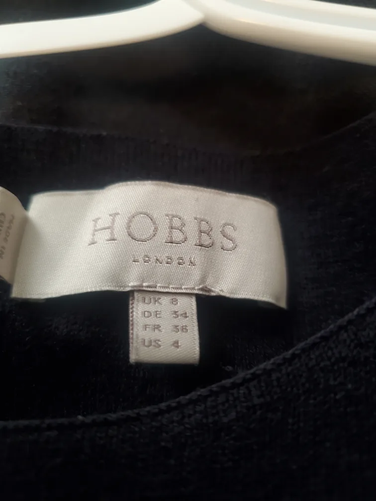 Hobbs London Black Knit Sweater Dress, US Size 4, UK Size 8 thumbnail