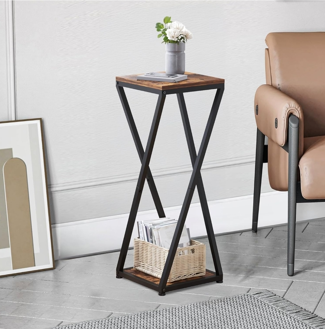 Rustic Industrial Plant Stand/Side Table, 23"