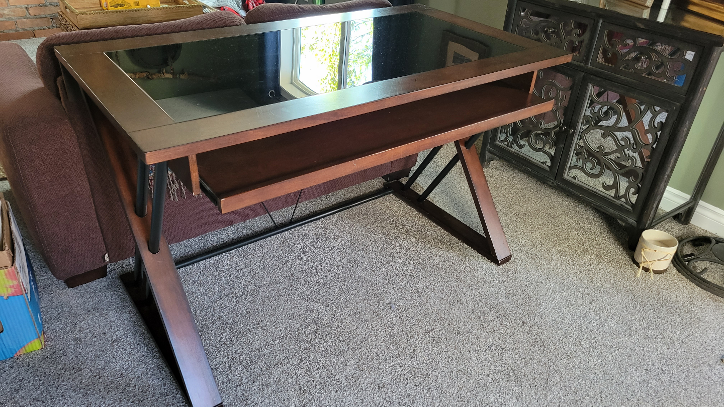 Modern Computer Desk with Glass Top - photo 2